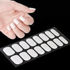 16Tips French Black Semi-Cured Nail Stickers With Glitter Long-Lasting UV Gel Nail Polish Wraps Full Cover Nail Art Decals Patch