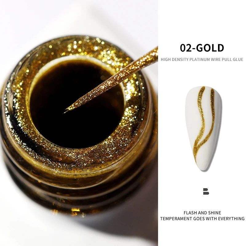 Silver/Gold Metal Gel Metallic Nail Polish Chrome 3D Metal Painted Gel Polish 5ml Liquid Mirror Effect Glossy Shine Manicure