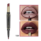 2 in 1 Lipstick and Lip Liner Pen, Matte Waterproof Long Lasting Lip Makeup Tool, Non-Fading Smooth Velvet Finish