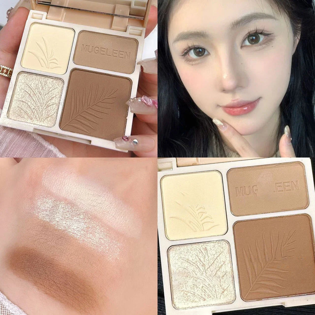 4Colors Matte Highlighter Contour 3D Facial Bronzer Brightening Glitter Highlight Palette Eye Shadow Nose Powder Makeup Cosmetic
