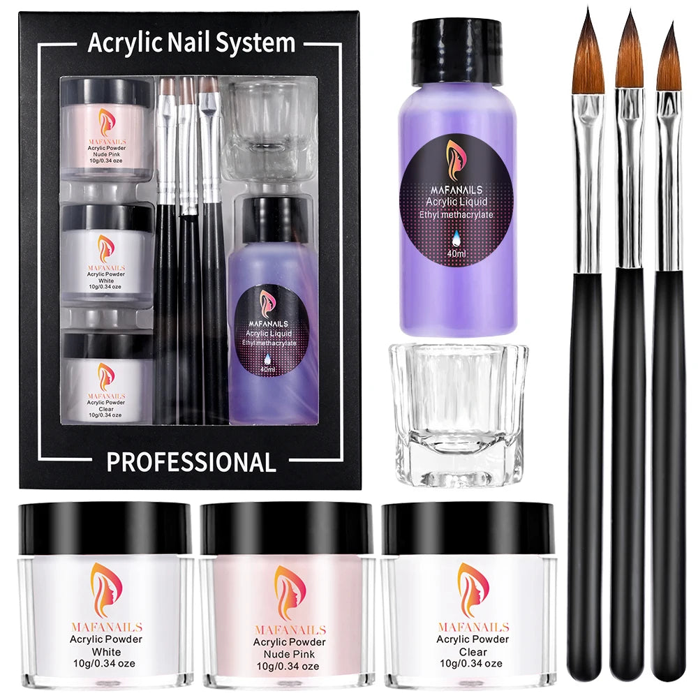 Crystal Powder Set Nail Acrylic Powder and Liquid Monomer Nails Art Decoration For Manicure Crystal Nail Glitter 3D Nail Tools