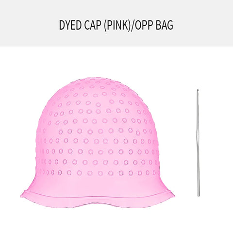 1set Silicone Highlighting Cap with Hook Needle Reusable Hair Dye Cap Set Barber Professional Hair Coloring Salon Hair Tools