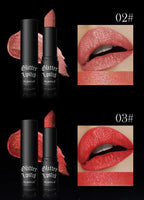 7Colors Glitter Lipstick Waterproof Long Lasting Diamond Pearlescent Metallic Lipstick Black Lipgloss Women Lips Makeup Cosmetic