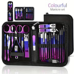 6/9/18/26pcs Manicure Set, Stainless Steel Gradient Professional Pedicure Kit Nail Scissors Grooming Kit With Travel Case