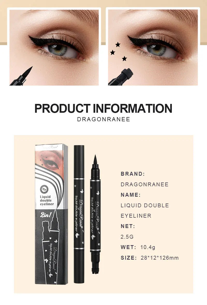 Black Eyeliner Stamp Triangle Dual-ended Liquid Eyeliner Waterproof Sweat-proof Quick Dry Eyeliner Makeup Seal Tool Cosmetics