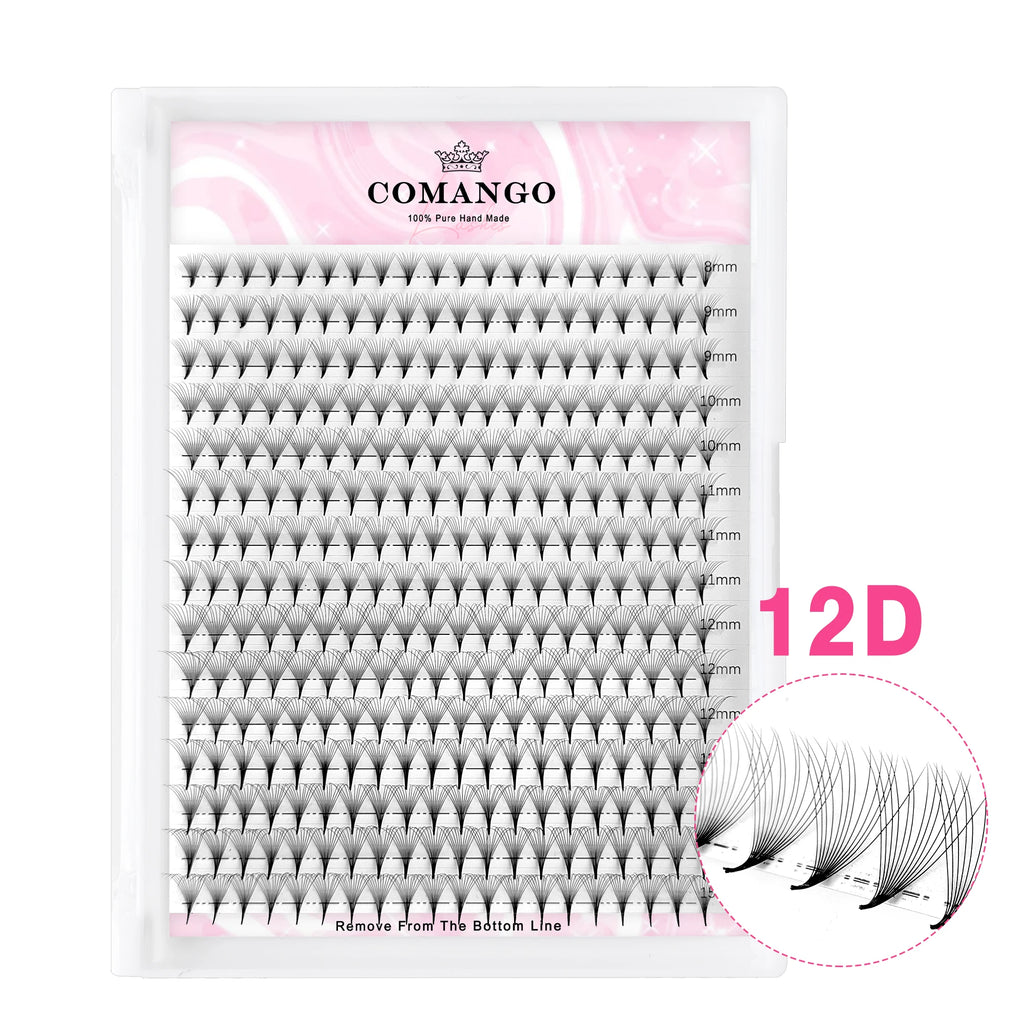 CoMango Wispy Pointy Base Premade Russian Volume Fans 3D 6D 10D 12D 14D 16D Lashes Extension 300 Fans False Mink Eyelashes