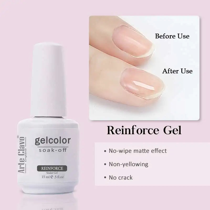 Arte Clavo Transparent Nude Pink Color Jelly Gel Nail Polish Semi Permanent 15ml Top Coat Soak Off UVLED Varnish Nail Art Design
