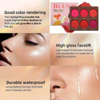 1 SET 6 Colors Waterproof Matte Blush Palette Medium Buildable Coverage Long-Lasting Natural Finish Light &Breathable Free brush