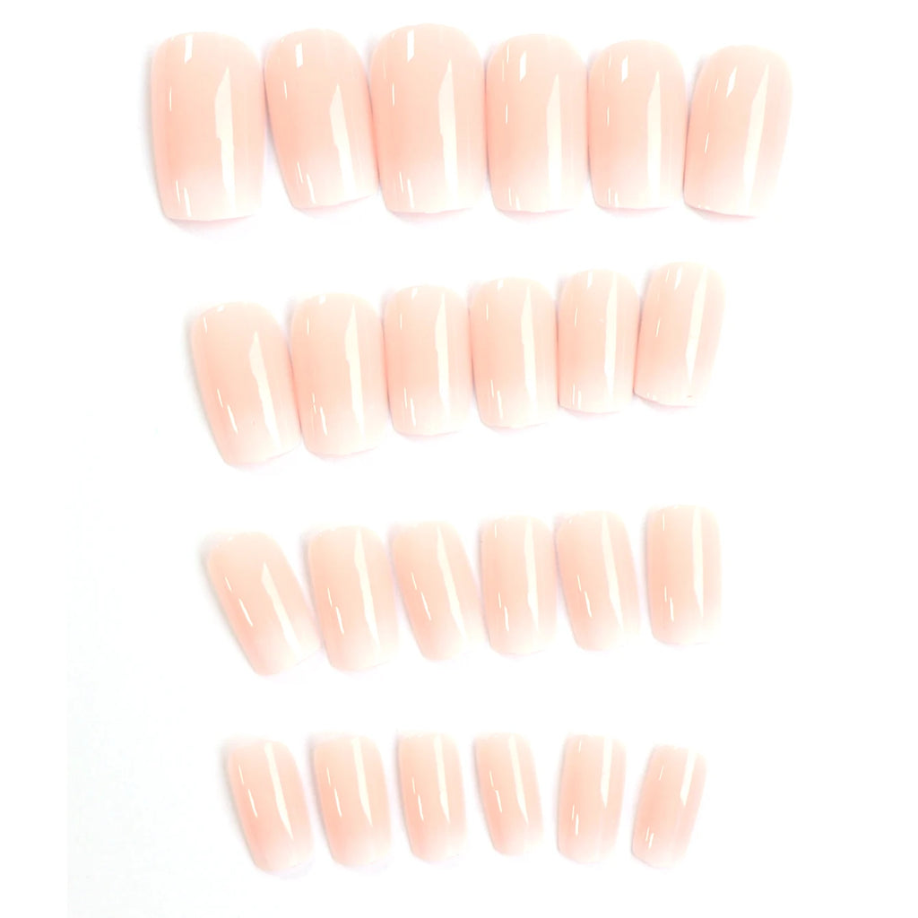 24 PCs Short French Gradient Nails with 1 Jelly and 1 Nail File