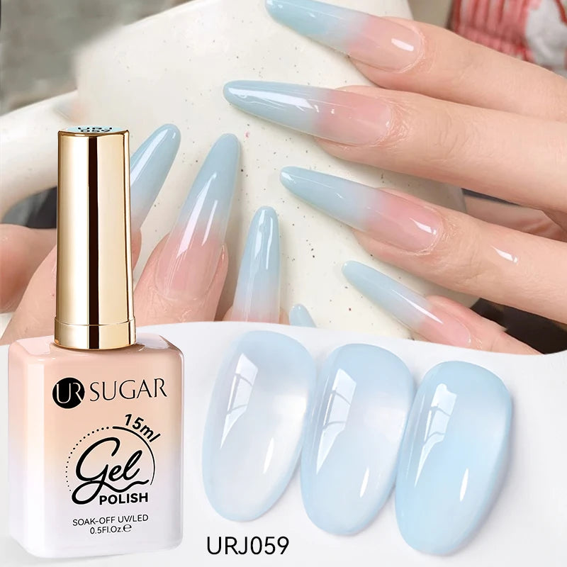 UR SUGAR 15ml Jelly Nude Gel Nail Polish Light Pink Translucent Color Soak Off UV LED Gel Varnish Nail Art DIY Fashion Manicure