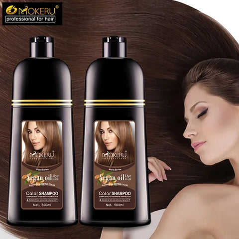 Mokeru Natural Organic Brown Hair Color Permanent Hair Coloring Shampoo Long Lasting Hair Dye Shampoo For Women Professional Dye