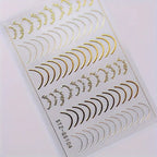 3pcs/set 3D Simple Lines Nail Stickers Rose Gold Metal Stripe Letters Decals Curve Gel Nails Art Sliders Polish Manicure Decor
