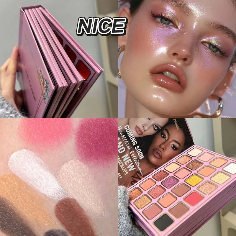 Book-Style 78-Color Makeup Palette - Shimmer & Matte Eye Shadows, Highlighter & Contour, All-in-One Professional Kit