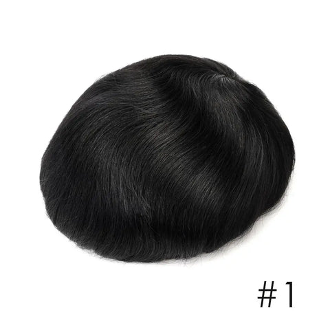 Invisible Knot Natural Hairline Men Toupee Thin Skin Male Wig Remy Human Hair 0.06mm 0.1mm Men's Capillary Prosthesis System