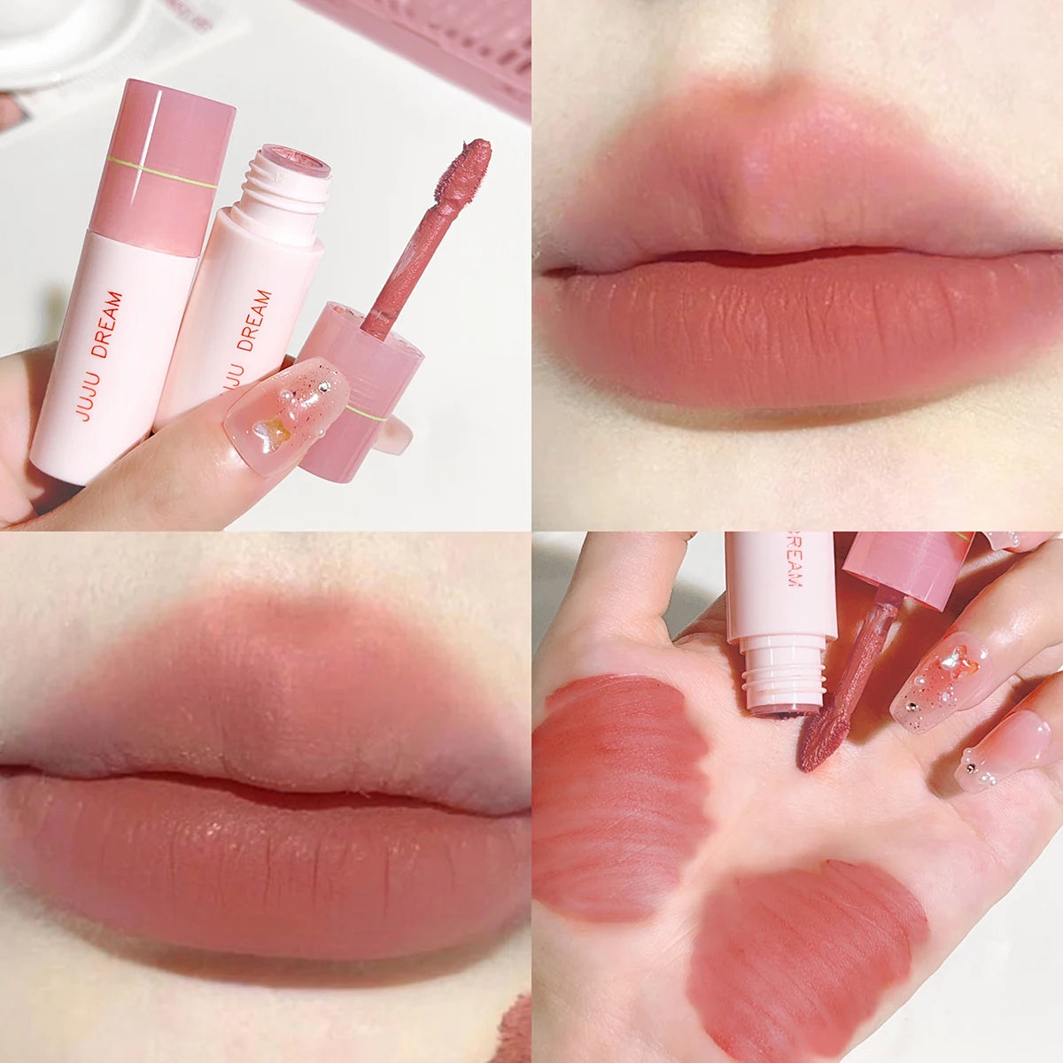 JUJU DREAM 6 Color Matte Lip Glaze - Long-lasting, colourless, non-stick cup velvet, student-friendly, brightening nude lipstick