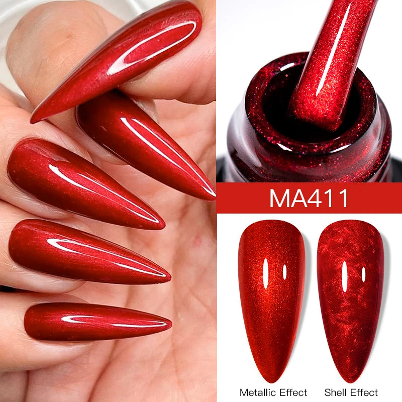 MEET ACROSS 7ml Shimmer Metallic Nail Gel Polish Glitter Mirror Effect Nail Supplies Vernis Gel for Nails UV/LED DIY Manicure