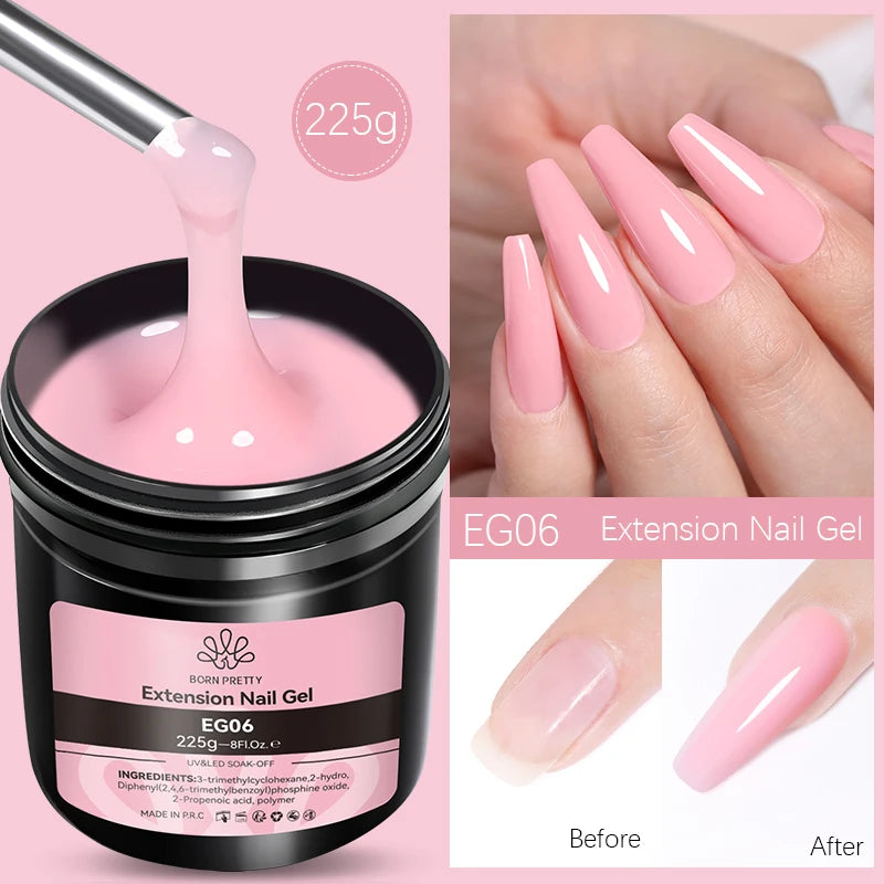 BORN PRETTY 250g Jelly Milky White Pink Translucent Nude Gel Polish Refilled Package Semi Permanent Soak Off UV Nail Art Varnish