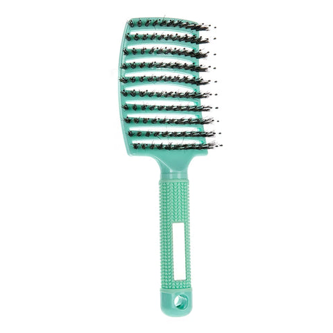 1pcs Detangling Curved Vented Boar Bristle Hair Brush Magic Scalp Massage Comb Hollow Out Anti-static for Wet Curly Hair Salon