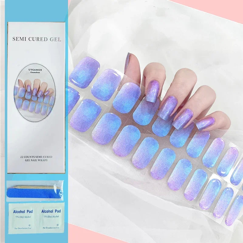 Leopard Semi-Cured Gel Nail Strips Simple Transparent Color Adhesive Long Lasting Gel Nail Stickers Harden In UV Lamp Need