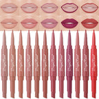 Waterproof Nude Matte Lip Liner Pencil Double Ended Matte Lipstick Lasting Moisturizing Rose Red Lipstick 2 in 1 Lipliner Makeup