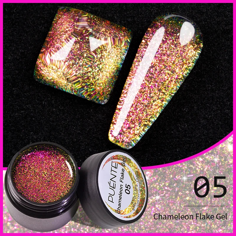 PUENTE 7.5ML Sparkling Pinkish Purple Laser Cat Magnetic Gel Nail Polish Holographic Rainbow Effect Soak Off UV Nail Art Varnish