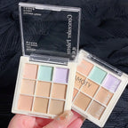 The 9-color concealer for freckles, acne marks, dark circles, and tear troughs brightens the skin tone. The 9-color concealer la