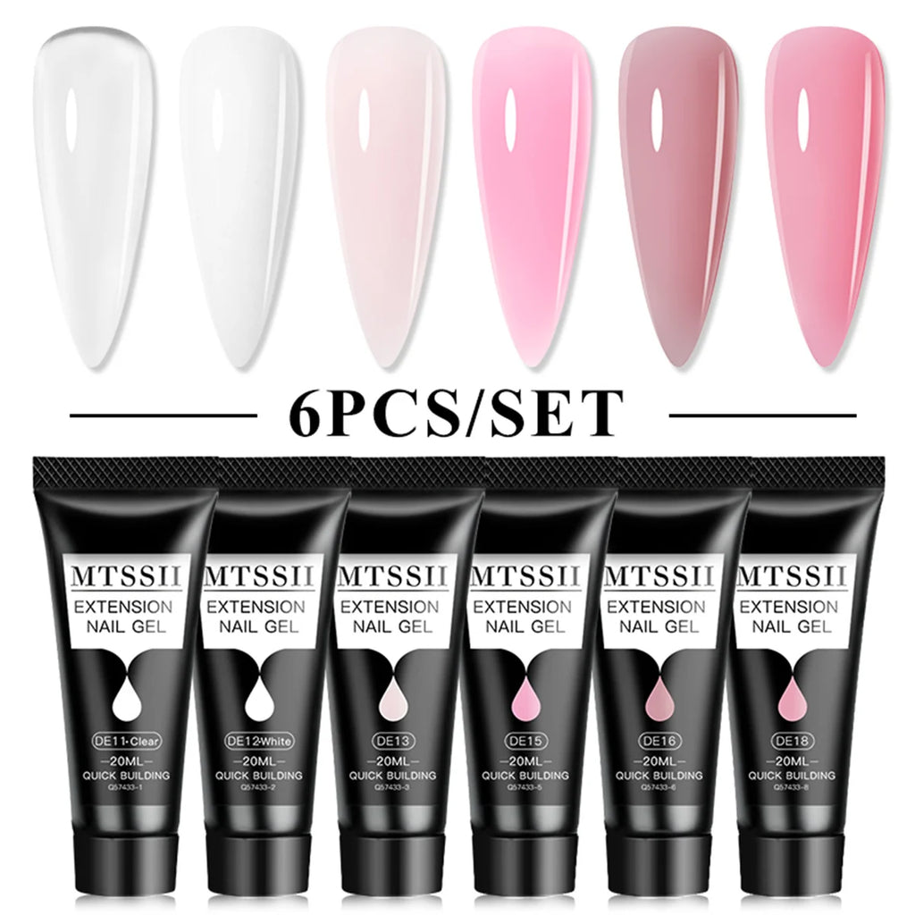 Mtssii 17PCS/Set 20ml Nail Extension Gel Set Builder UV Gel for Nails With 6W UV LED Lamp Nail Extension Tools Kit For Beginner