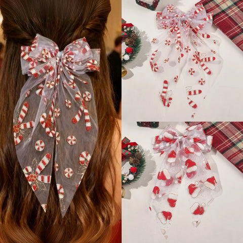 1/2Pcs New Christmas Hair Bows for Women Girls Big Bow Hair Clip Oversized Long Tail Hair Barrette Cute Fashion Hair Accessories