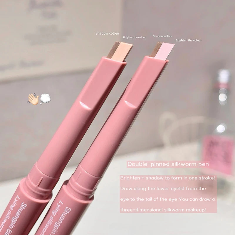 Bicolor Under Eye Pencil 2 In 1 Brightening Highlighter Nude Pink Shadow Stick Aegyo Sal Lying Silkworm Eeyshadow Lash Makeup