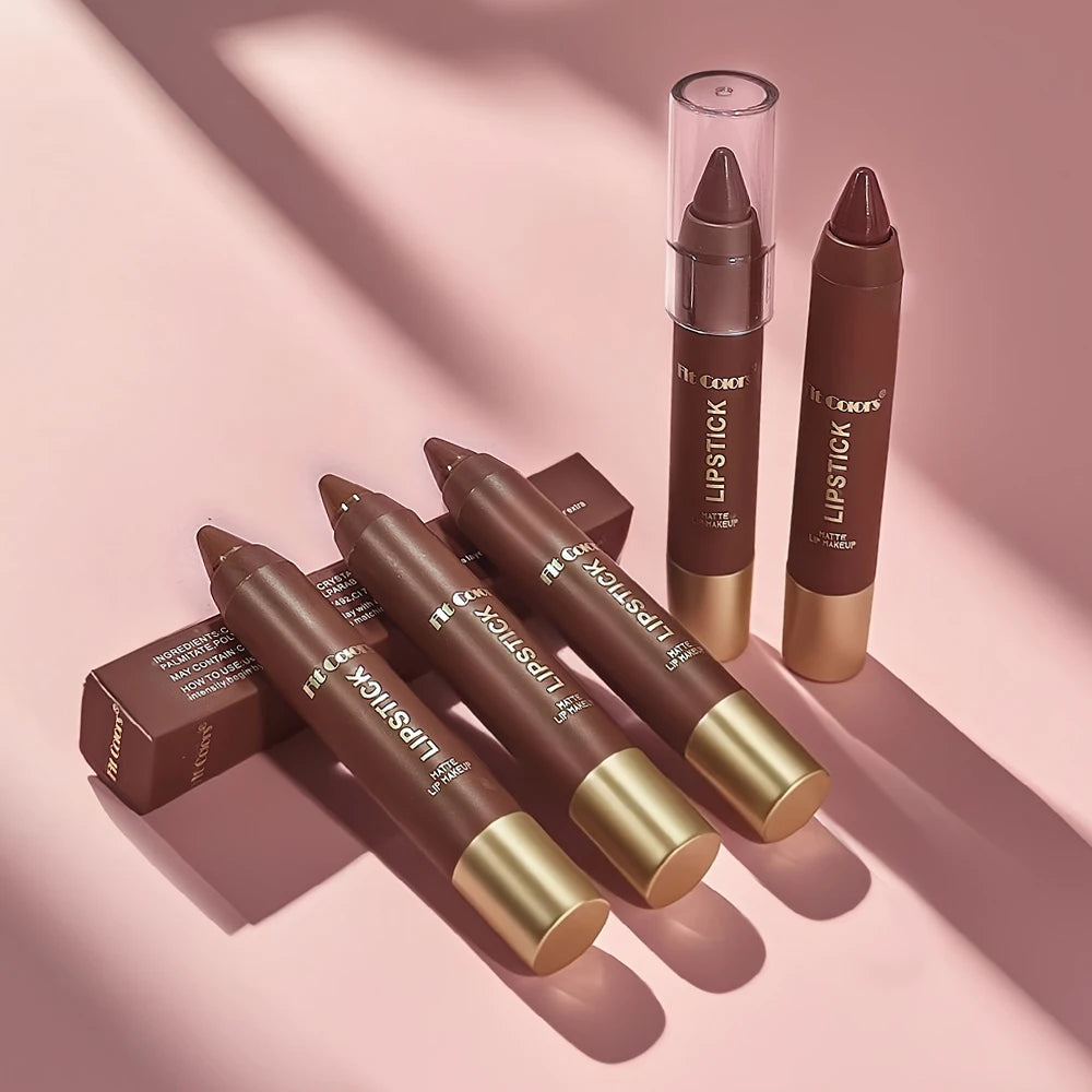 FIT COLORS Matte Soft Mist Lip Liner Lipsticks 6 Colors Smooth and Pigmented Non-Stick Chocolate Lipsticks