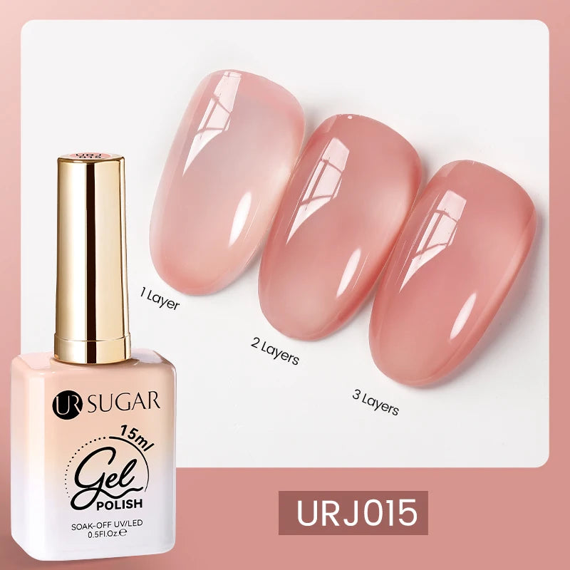 UR SUGAR 15ml Blood Red Jelly Gel Nail Polish Translucent Color Crystal Nude Gel Nail Art Varnish For Fall Winter Manicure
