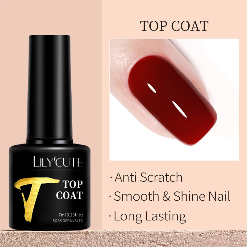 LILYCUTE 7ML Pink Glitter Nail Gel Polish Nude Natural Long Lasting Manicure Soak Off UV LED Nail Art Base Top Coat Gel Varnish