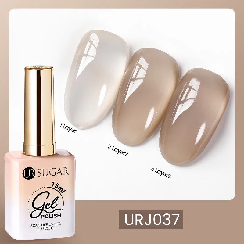 UR SUGAR 15ml Blood Red Jelly Gel Nail Polish Translucent Color Crystal Nude Gel Nail Art Varnish For Fall Winter Manicure
