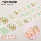 26Tips French Leopard Print UV Gel Toenail Sticker Bronzing Dye Gradient Cross-border Semi Baked Gel Nail Sticker UV Lamp Needed
