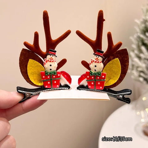 Christmas Hair Accessories 1Pair Cute Cartoon Antler Hair Clips For Women Girls Lovely Hair Ornament Hairpins Barrettes Hairgrip