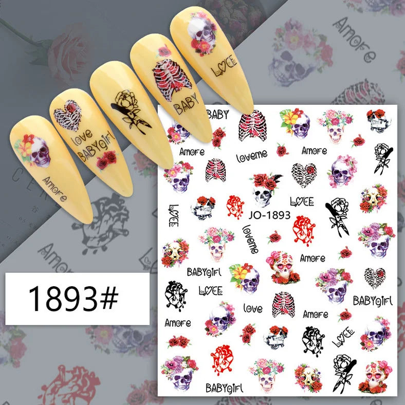 Nail Art Sticker Angel Flower Pattern Stickers Cupid Self-Adhesive Nail Decals Stickers Decoration Press on Nails Accessories