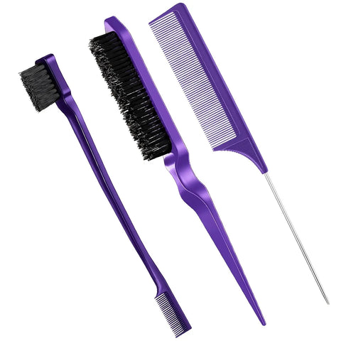 Hair Styling Comb Hair Brush Set, Teasing Edge Brush Rat Tail Comb For Curly/Straight/Wet/Dry/Long/Short Hair