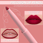 Matte Lip Liner Pencil 6pc/set - Waterproof Non-Stick Cup Lip Contour Liner, High Pigment Nude & Dark Red Lipstick Pen Makeup