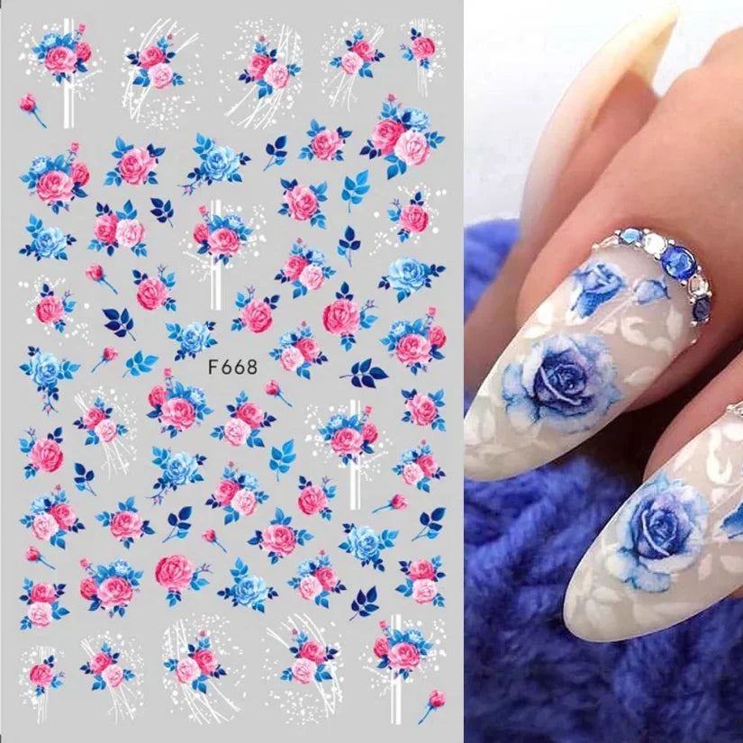 1pcs Sakura Flower 3D Nail Stickers White Cherry Blossom Nail Art Decals Spring Summer Adhesive Slider Decor Wedding Manicure