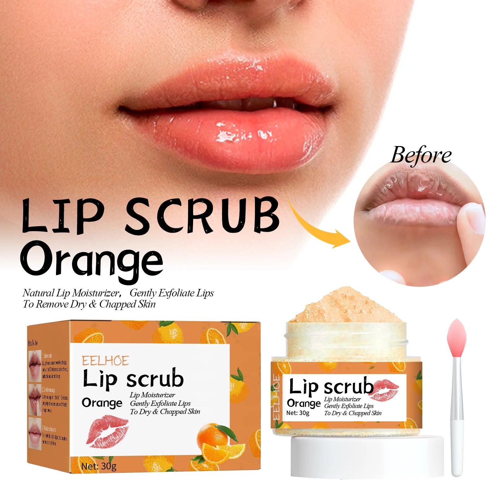 Strawberry Lip Scrub Gentle Repair Chapped Lips Deep Moisturizing Nourishing Improve Dryness Honey Orange Lip Care Exfoliator