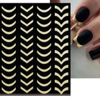 Adhesive stickers with European and American style cross snake black and white wave dot hot silver line letter nail stickers