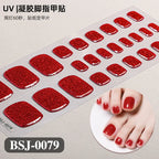 26Tips French Leopard Print UV Gel Toenail Sticker Bronzing Dye Gradient Cross-border Semi Baked Gel Nail Sticker UV Lamp Needed