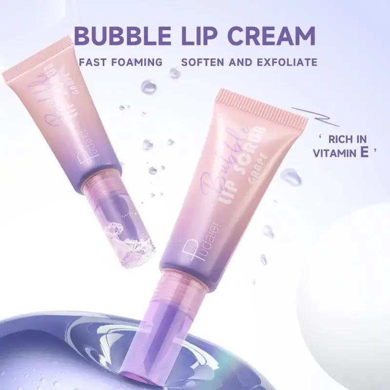 Bubble Lip Exfoliator Foaming Scrub Gentle Cleansing Fast Soften Moisturize Hydrate Nourish Night Balm Daily Lipcare