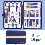 9-19pcs/set Nail Cutter Set Stainless Steel Nail Clippers Set With Folding Bag Manicure Kits Scissors Makeup Beauty Tool