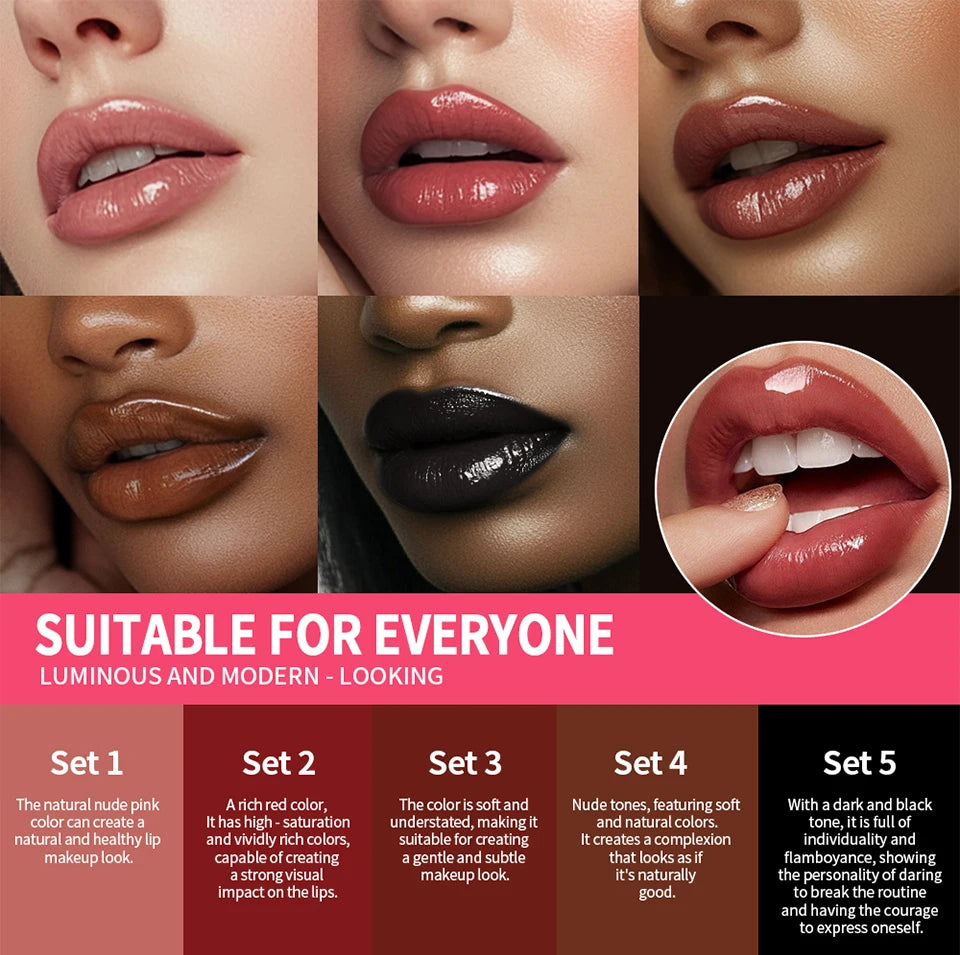 Waterproof Long Lasting Matte Black Lipstick Set Velvet Liquid Lip Gloss Lip Liner Set Red Stain Halloween Goth Makeup