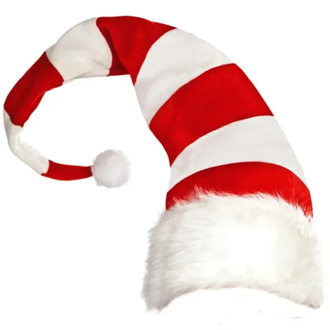 Christmas Hat for New Year, Snowman, Elk, Golden Velvet, Red and White Striped, Christmas Decorations, Adult Version