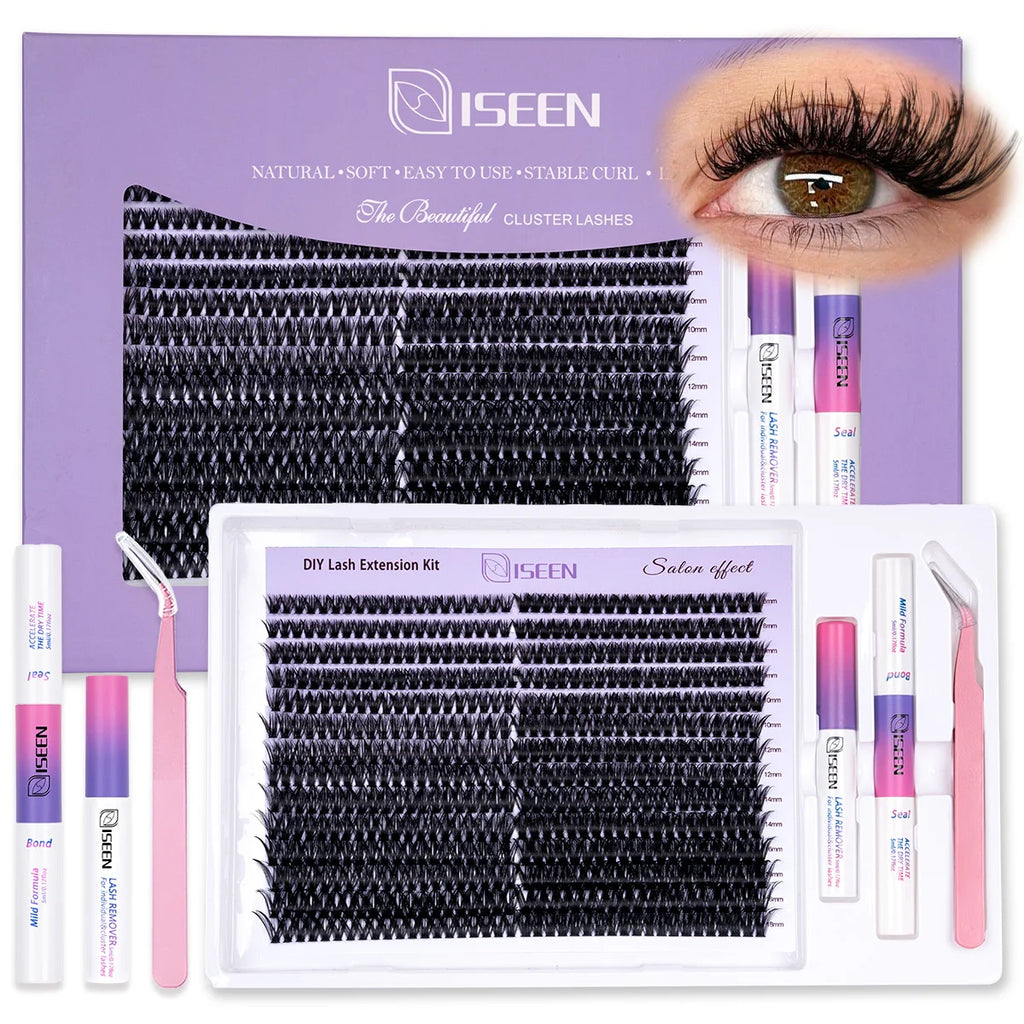 Eyelash Clusters Kit Large Capacity Wispy Individual Lashes Natural DIY Cluster Eyelash Extensions Makeup Tool