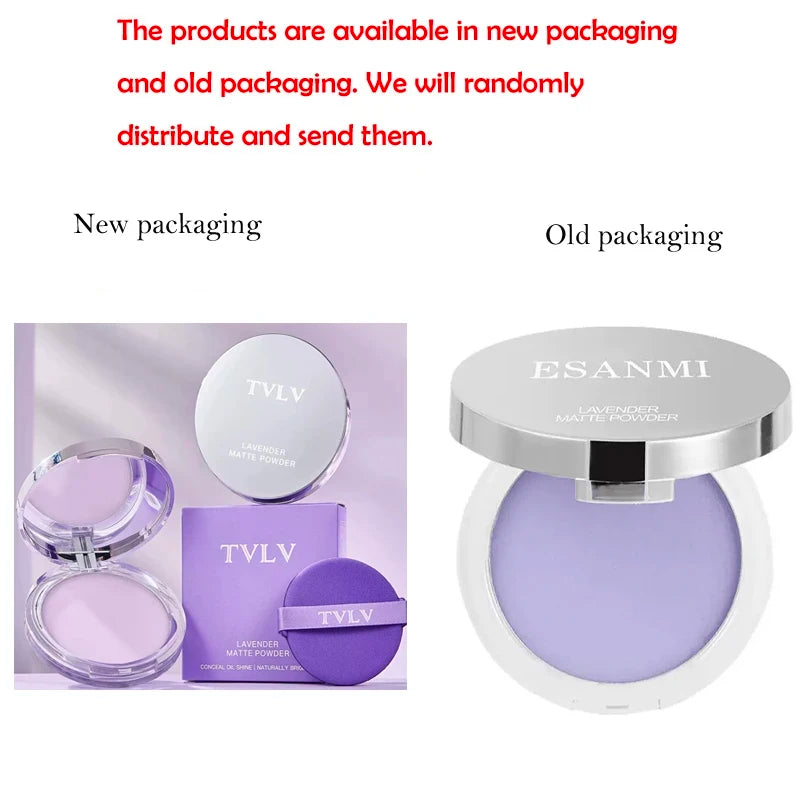 Lavender Pressed Powder Matte Powder Lasting Oil Control Full Coverage Face Compact Setting Powder Makeup Foundation Cosmetics