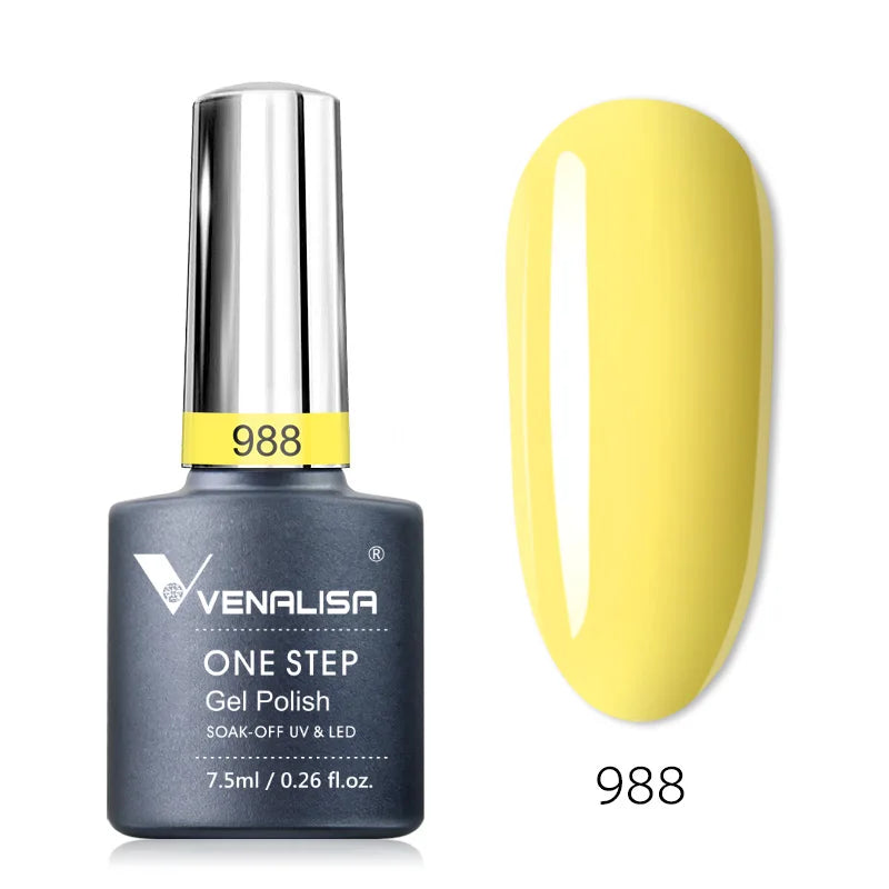 3 in 1 VENALISA  One Step Nail Gel Polish Full Coverage Gorgeous Color Soak off UV LED Nail Gel Varnish Nail Art Salon Lacquer
