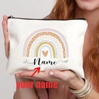 Rainbow Teacher Custom Name Makeup Bag Personalized Graduation Gift for Teachers Pencil Case Back To School Gift Women Purse